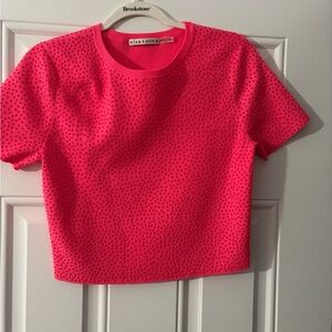 Alice + Olivia Hot Pink Studded Crop Tee